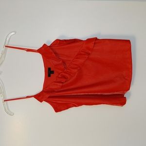 J. Crew Red Velvet Ruffle Cami